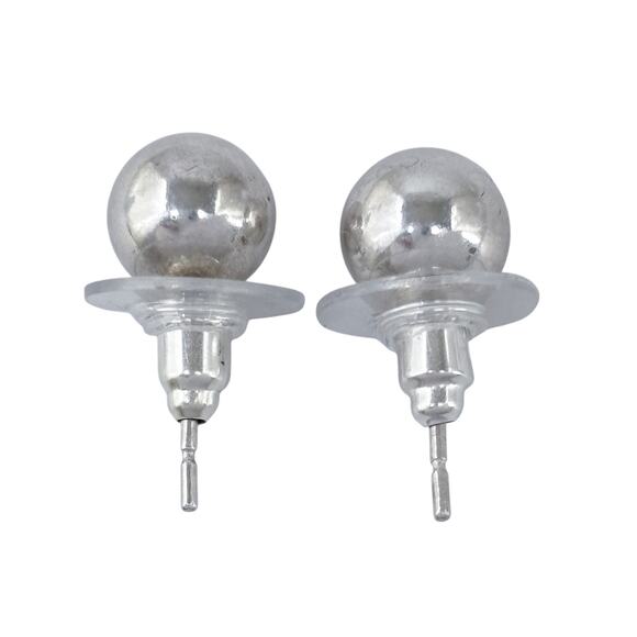 Estate Sterling Silver 925 8mm Ball Stud Earrings - Picture 5 of 7